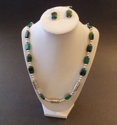 Chrysocolla with Malachite Necklace & Earring set